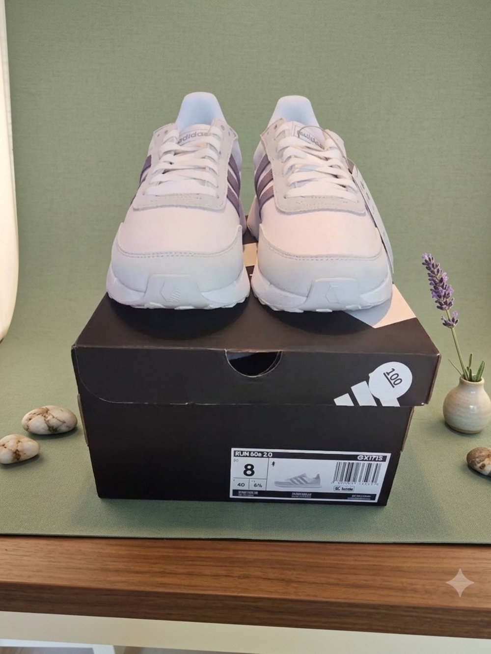 Adidas Women's Lavender and White and gray retro runner sneakers